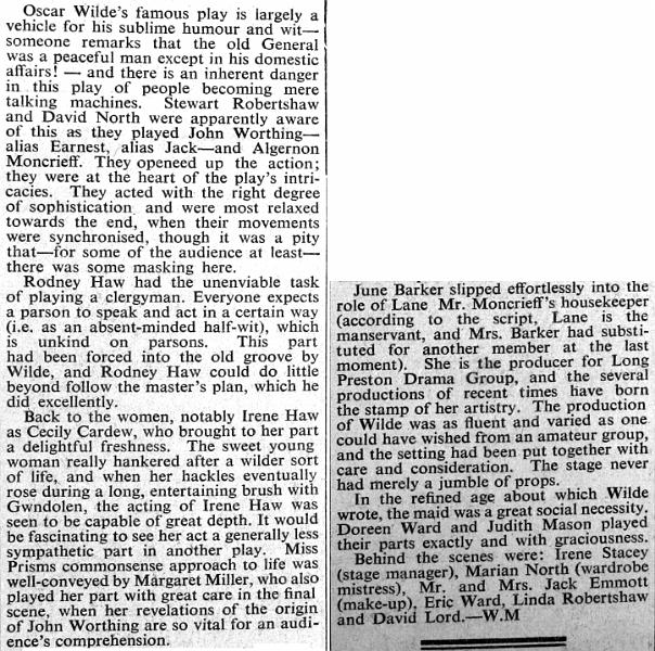 Drama Group - Oscar Wilde b - Apr 1968.jpg - Long Preston Drama Group - Oscar Wilde - Apr 1968 - Review page 2